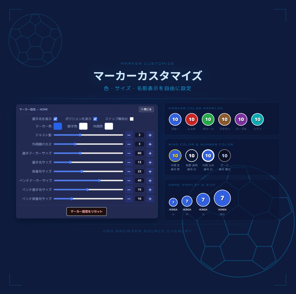【OBS配信素材】サッカー同時視聴用フォーメーション&メンバー表