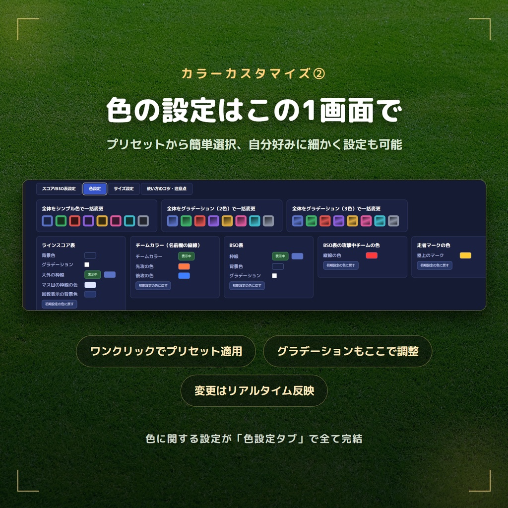 【OBS配信素材】野球同時視聴用スコア表(ラインスコア+BSO表)