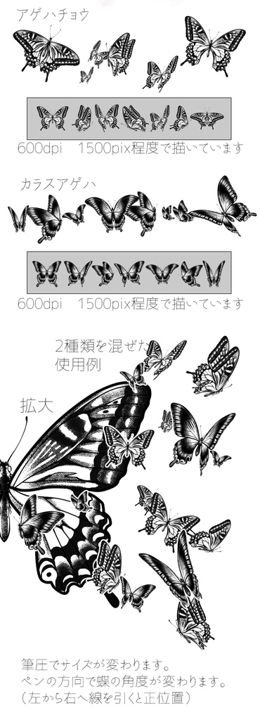 アゲハ蝶ブラシset クリスタ用