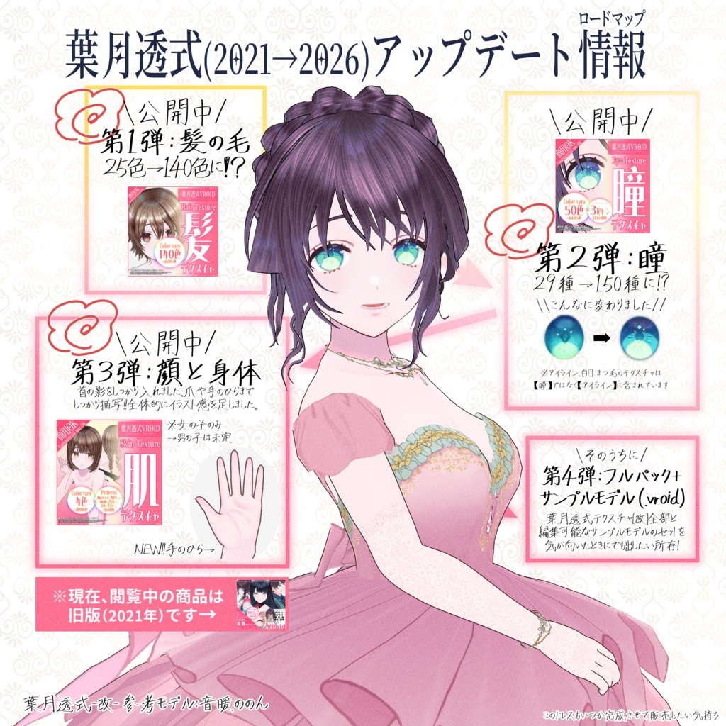 Ver2.2|#VRoid テクスチャフルセット / All Textures (男女Body/Face/髪/瞳/アイライン/ハイライト/眉毛/睫毛)|ベータ版・正式版対応
