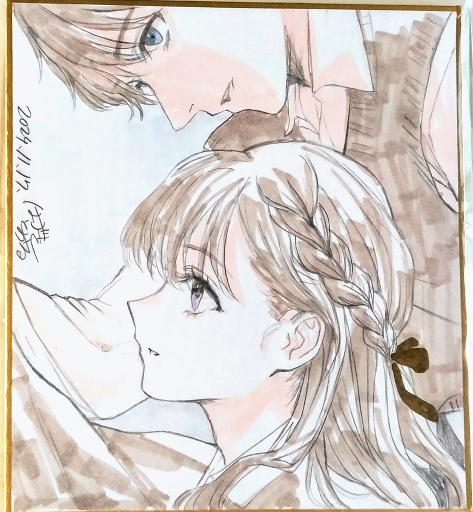 クラファン実施中！原画｜ミニ色紙～音暖兄妹～｜1点もの #あひのん