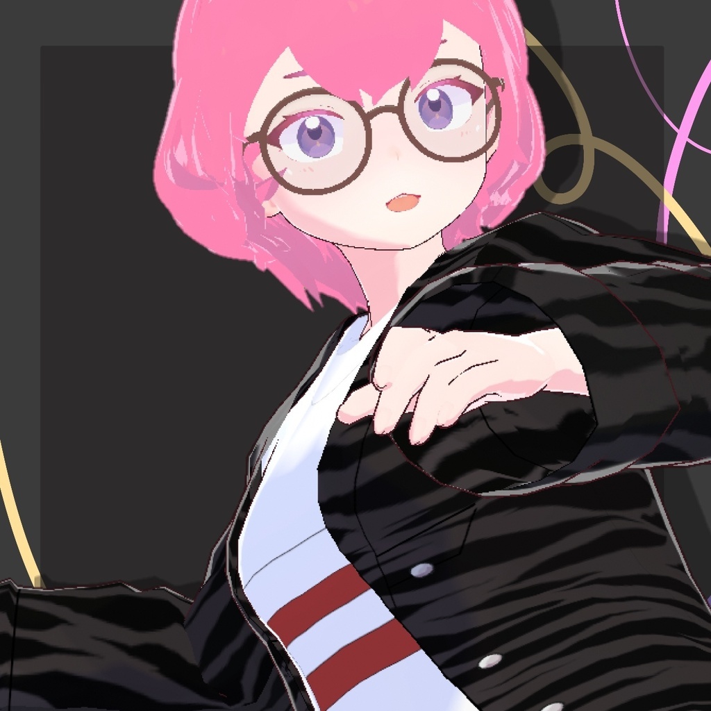[VROID texture / テクスチャー] ロングTシャツとカーディガン  Long t-shirt and with a cardigan v1, v2 (black&white / pink&white)
