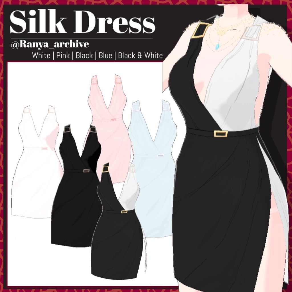 [custom items for Vroid studio] シルクドレス Silk Dress set + Accessories