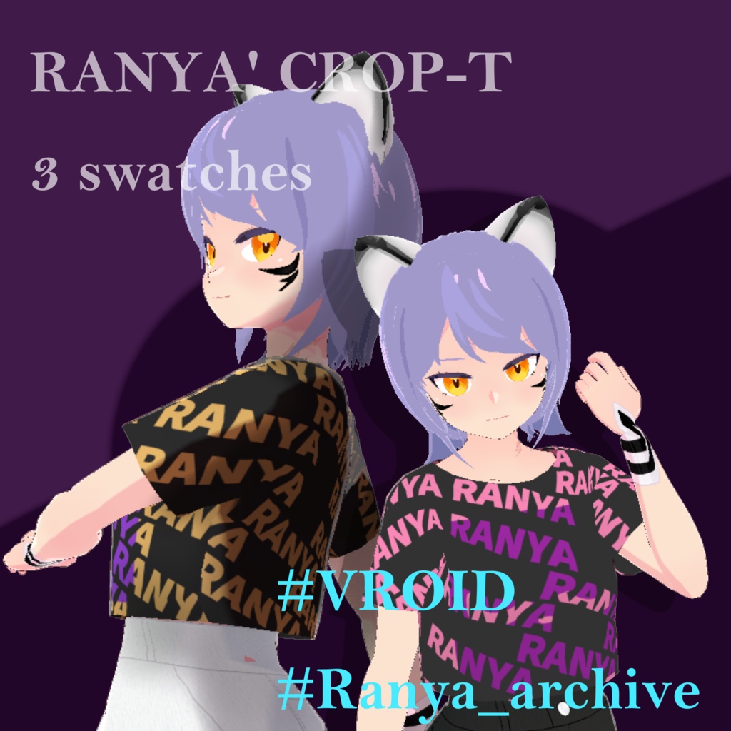 [custom items for Vroid studio] Ranya' Lettering Crop-T ラニャのレタリングクロップT  [3D]