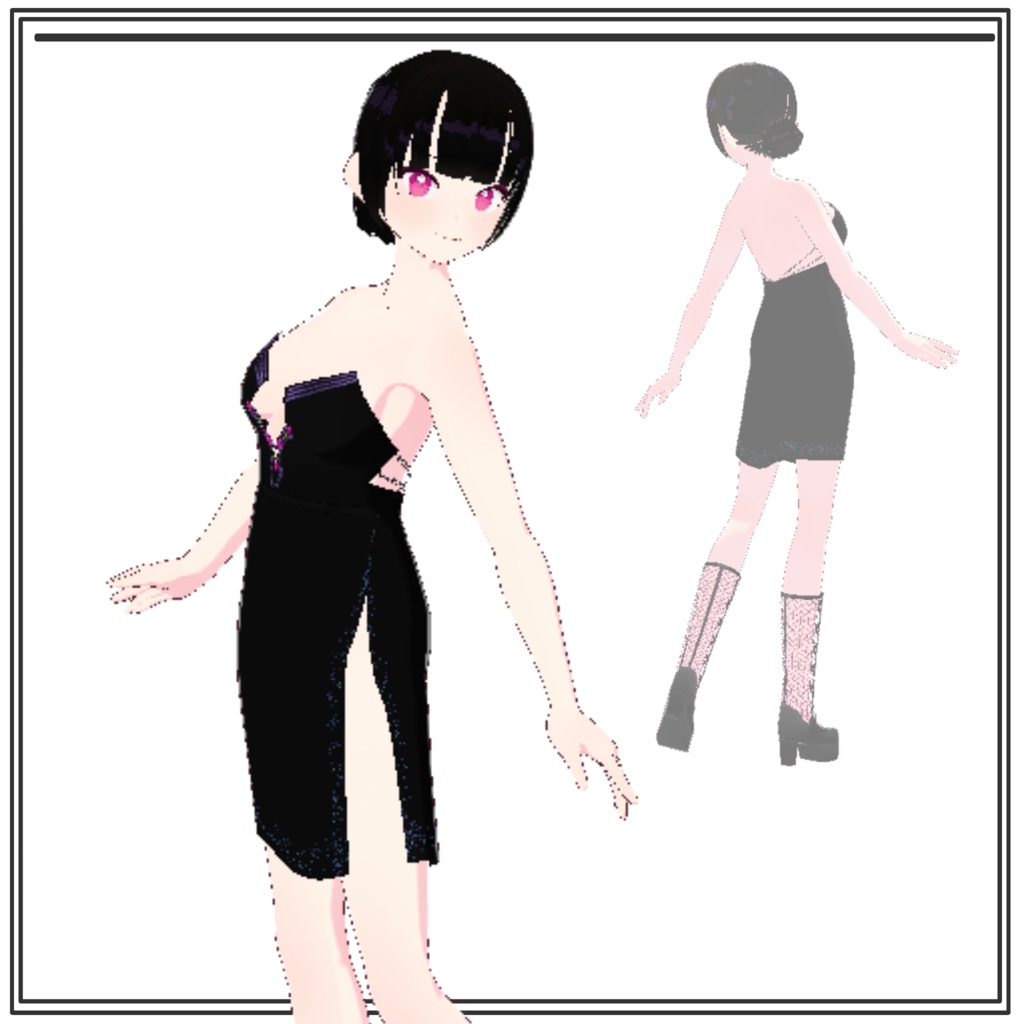 [custom items for Vroid studio] a jeweled black dress 宝石入りの黒いドレス [3D]
