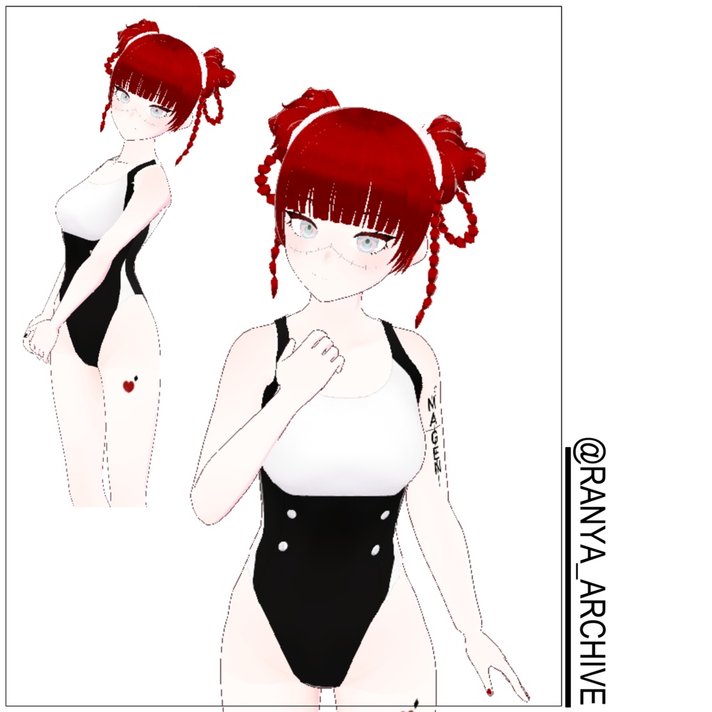 [custom items for Vroid studio] Summer' Swimsuit サマー」クジラ水着 [3D]