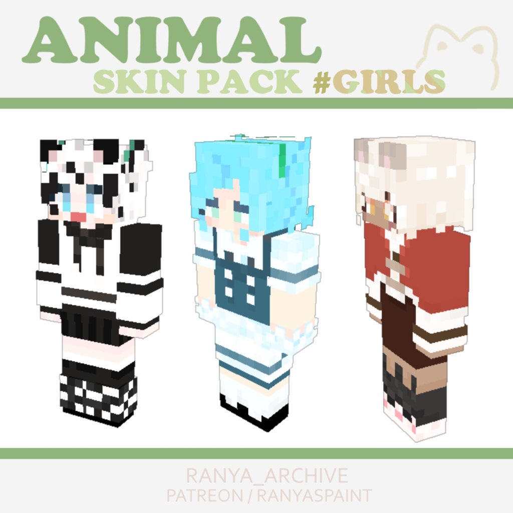 [Minecraft/Girl' Skin] アニマル-ガールズ Animal girls skin set