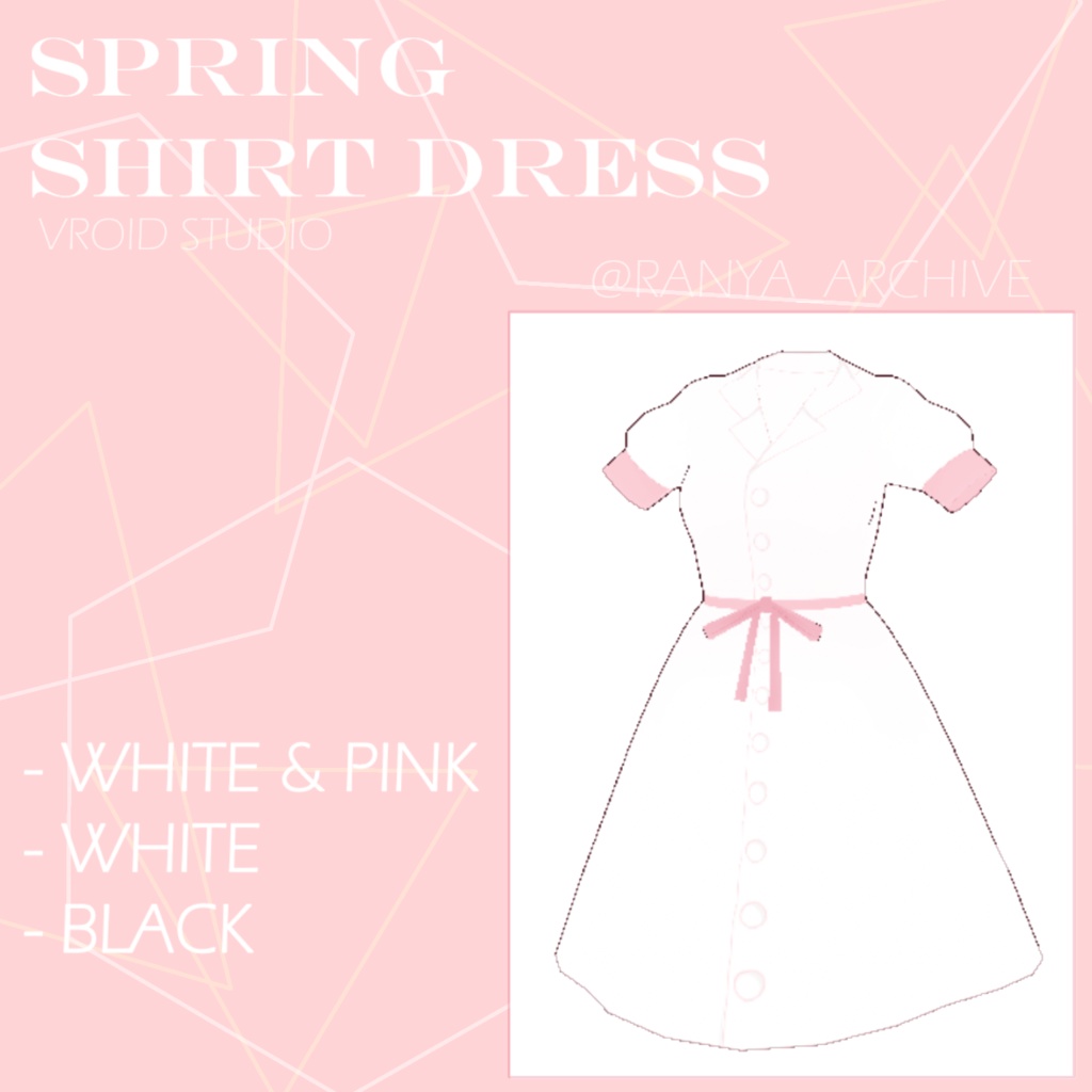 [free custom items for Vroid studio] Shirt Dress outfits シャツワンピース [Outfits Mesh]
