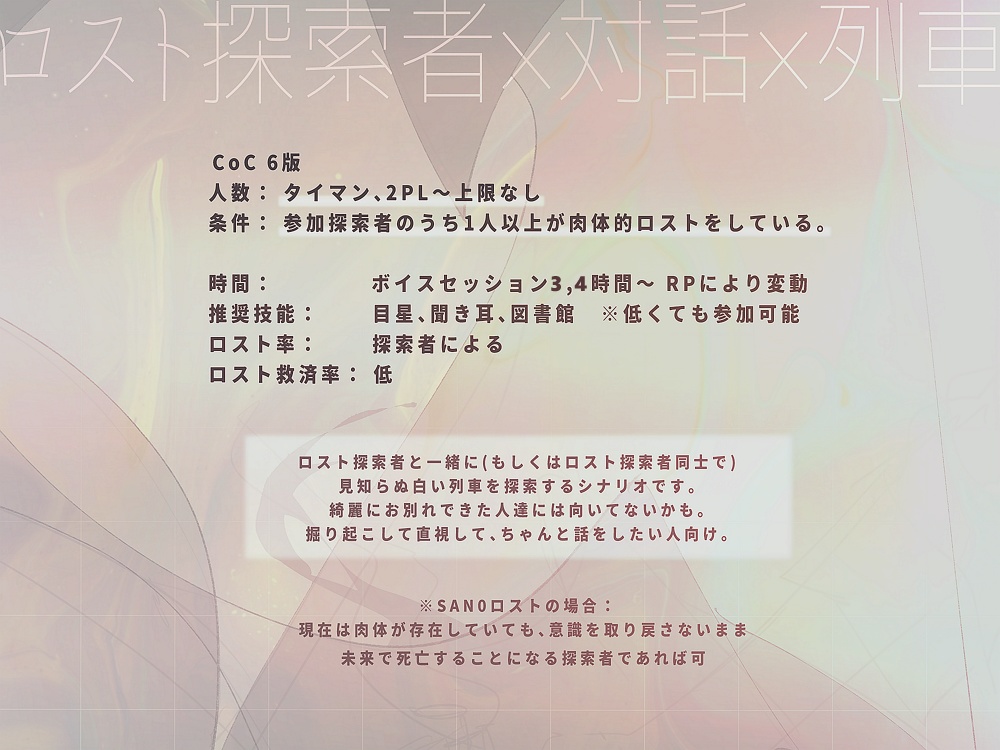 CoC6版「そして、灯が熄むまえに」