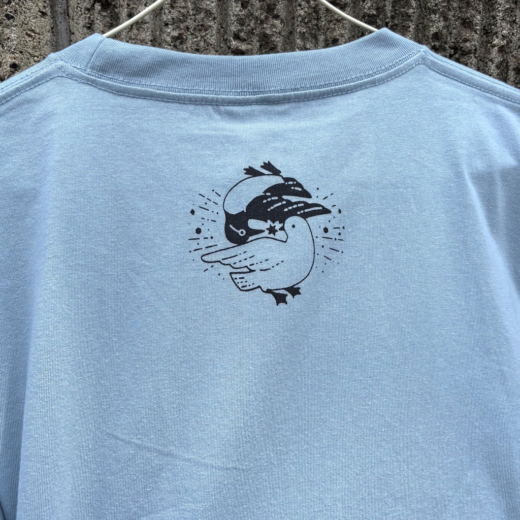 手刷りTシャツ【My name is Penguin!】4サイズ/値下げ中