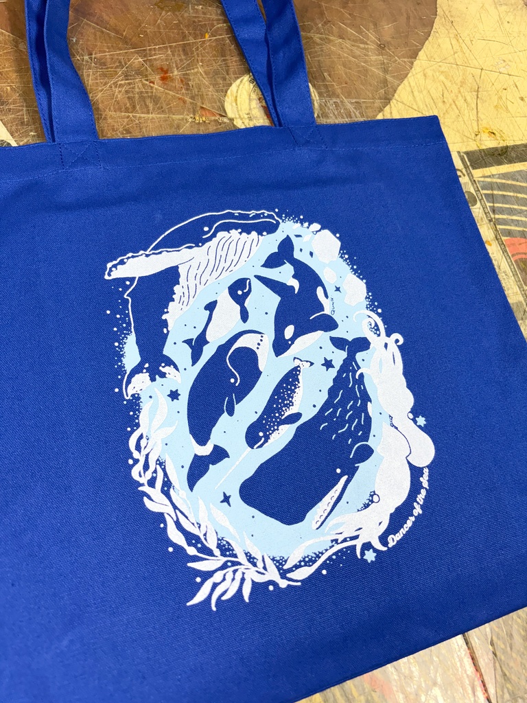 B4タテのトートバッグ【鯨類のダンス】