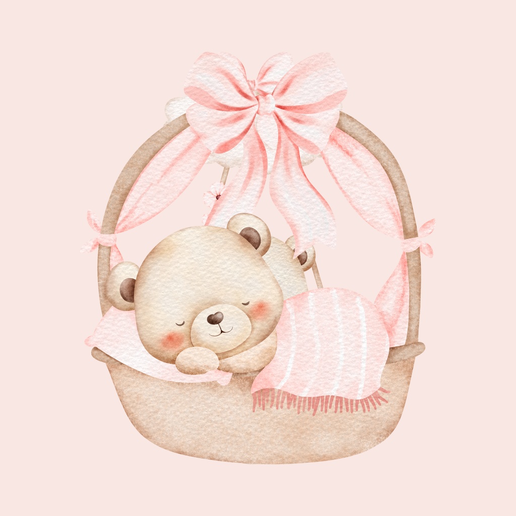 「すやすや眠る子グマの癒しイラスト3枚セット｜淡い色・優しい雰囲気」