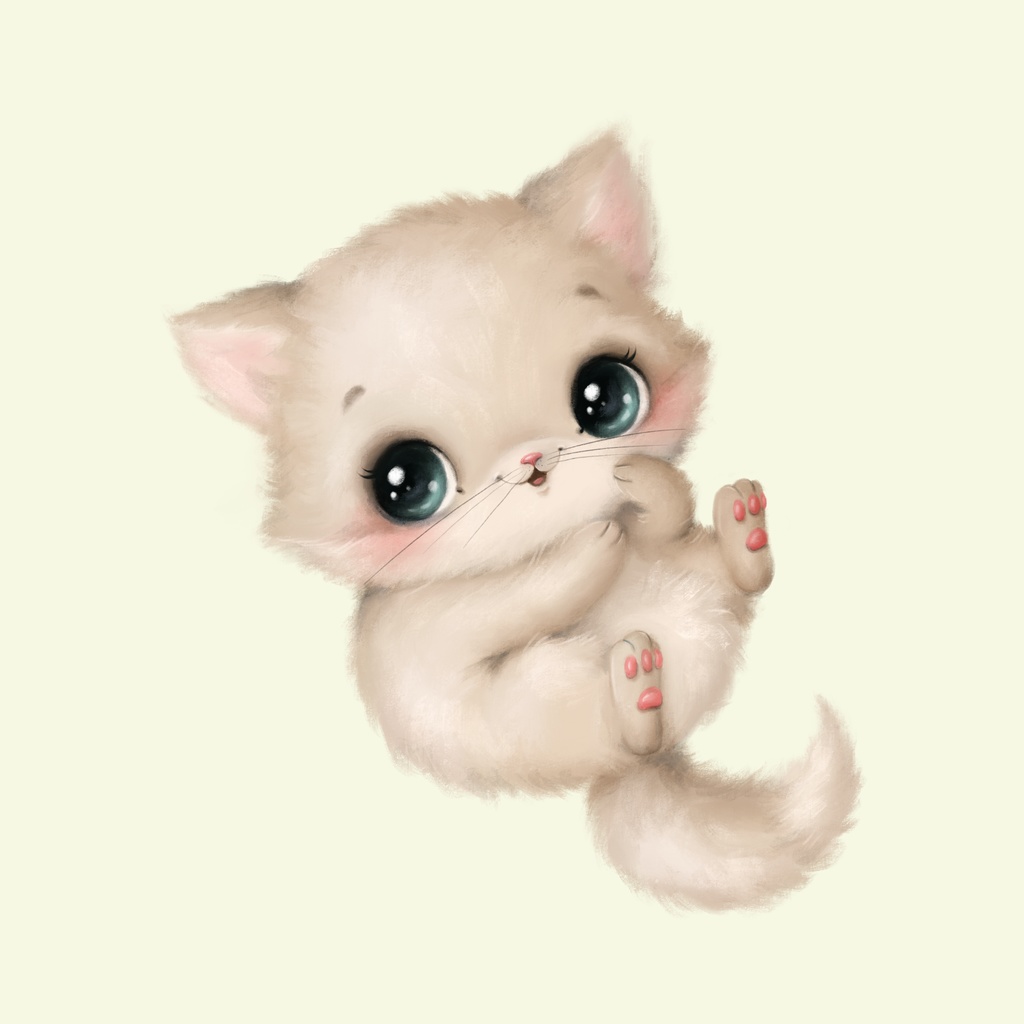 ふんわり子猫のやさしい癒しイラスト3枚セット