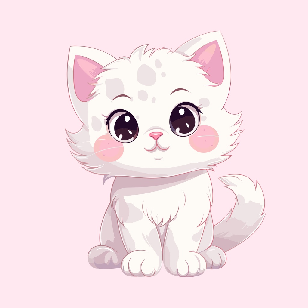 「やさしく見つめる白い猫の癒しイラスト（3枚セット）」