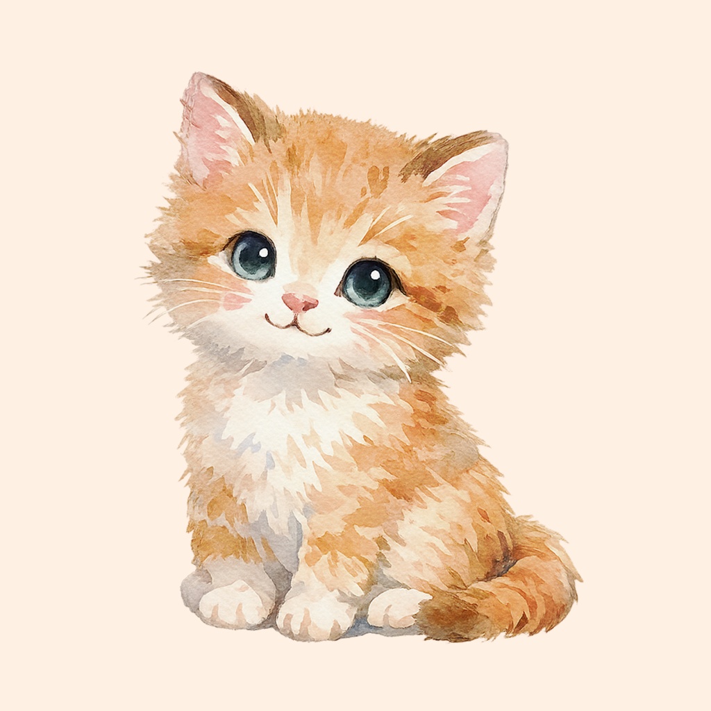 ふんわり水彩の子猫（3枚セット）