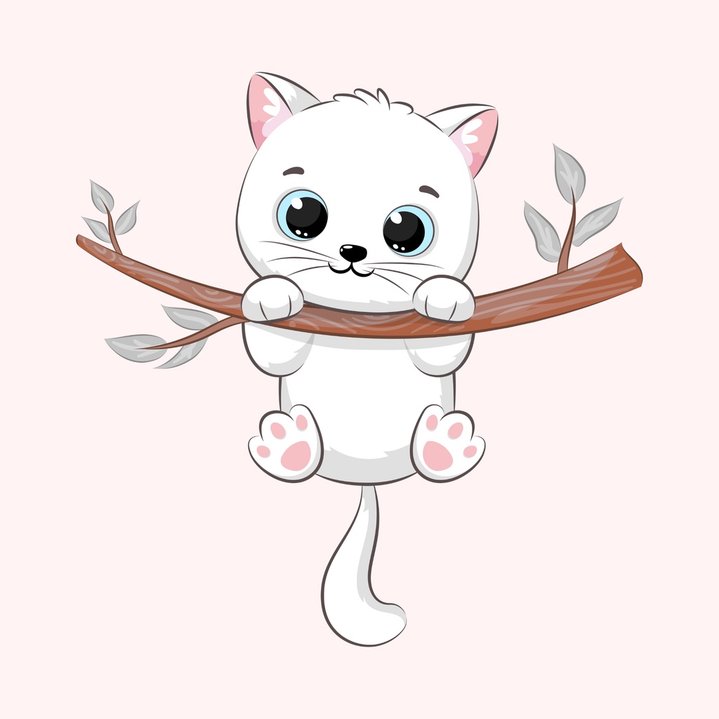 ちょこんとつかまる白いねこ｜癒しイラスト3枚セット