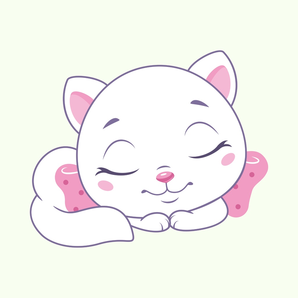 すやすや眠る白猫｜やさしいイラスト3枚セット