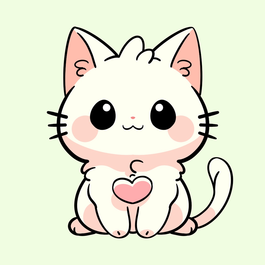 ほっこりねこフェイス｜やさしい色合いの癒しイラスト3枚セット