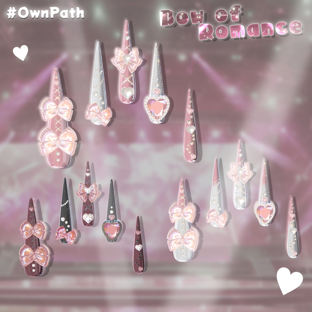 【5アバター対応】Bow of Romance long Nail【MA対応】