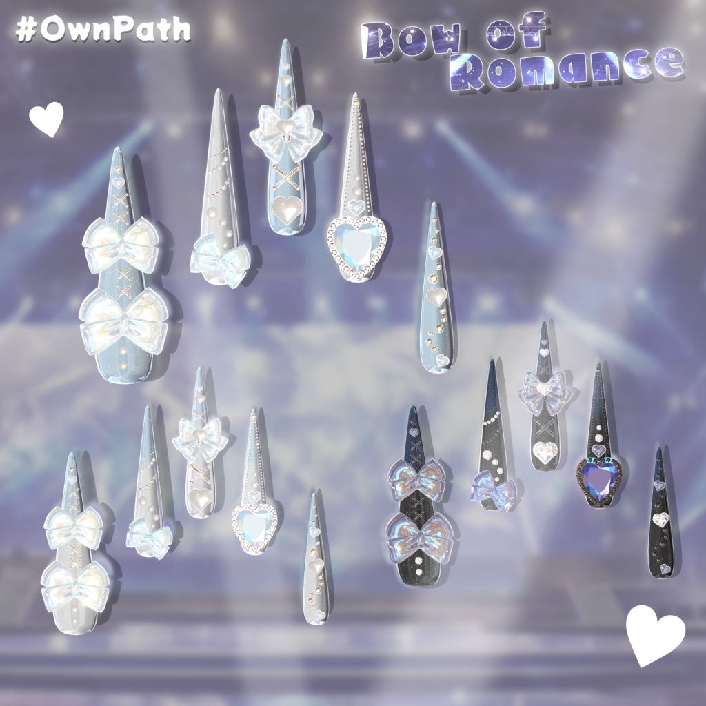 【5アバター対応】Bow of Romance long Nail【MA対応】