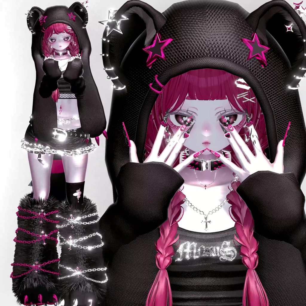 【5アバター対応】Bow of Romance long Nail【MA対応】