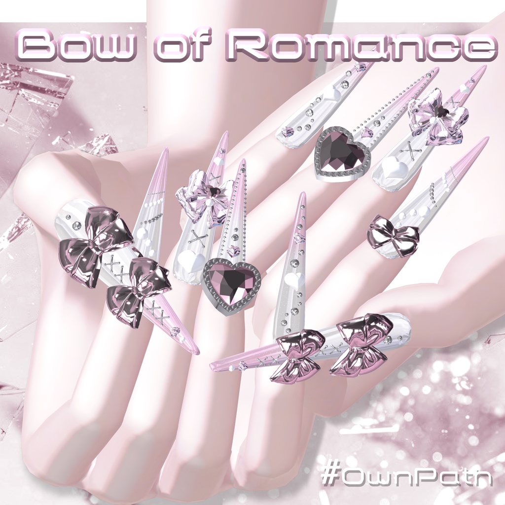 【19アバター対応】Bow of Romance long Nail【MA対応】