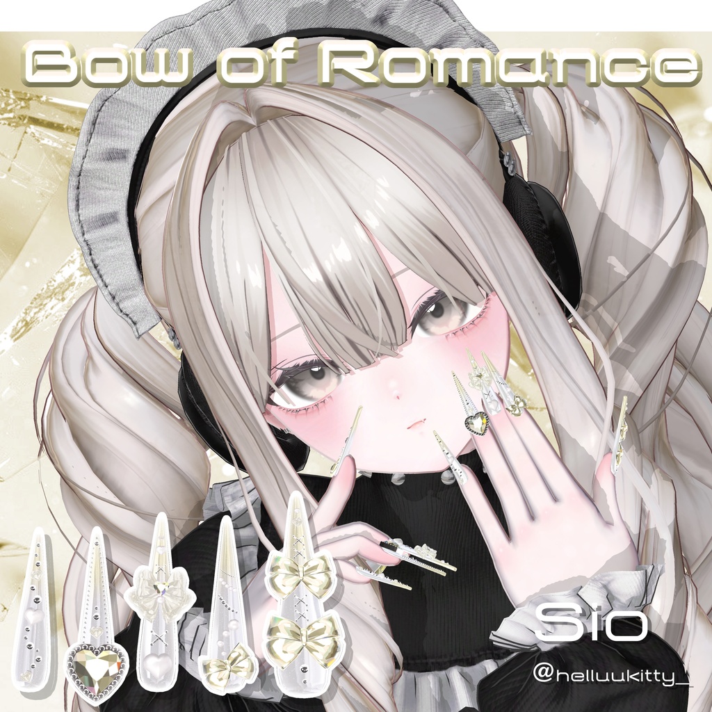 【19アバター対応】Bow of Romance long Nail【MA対応】
