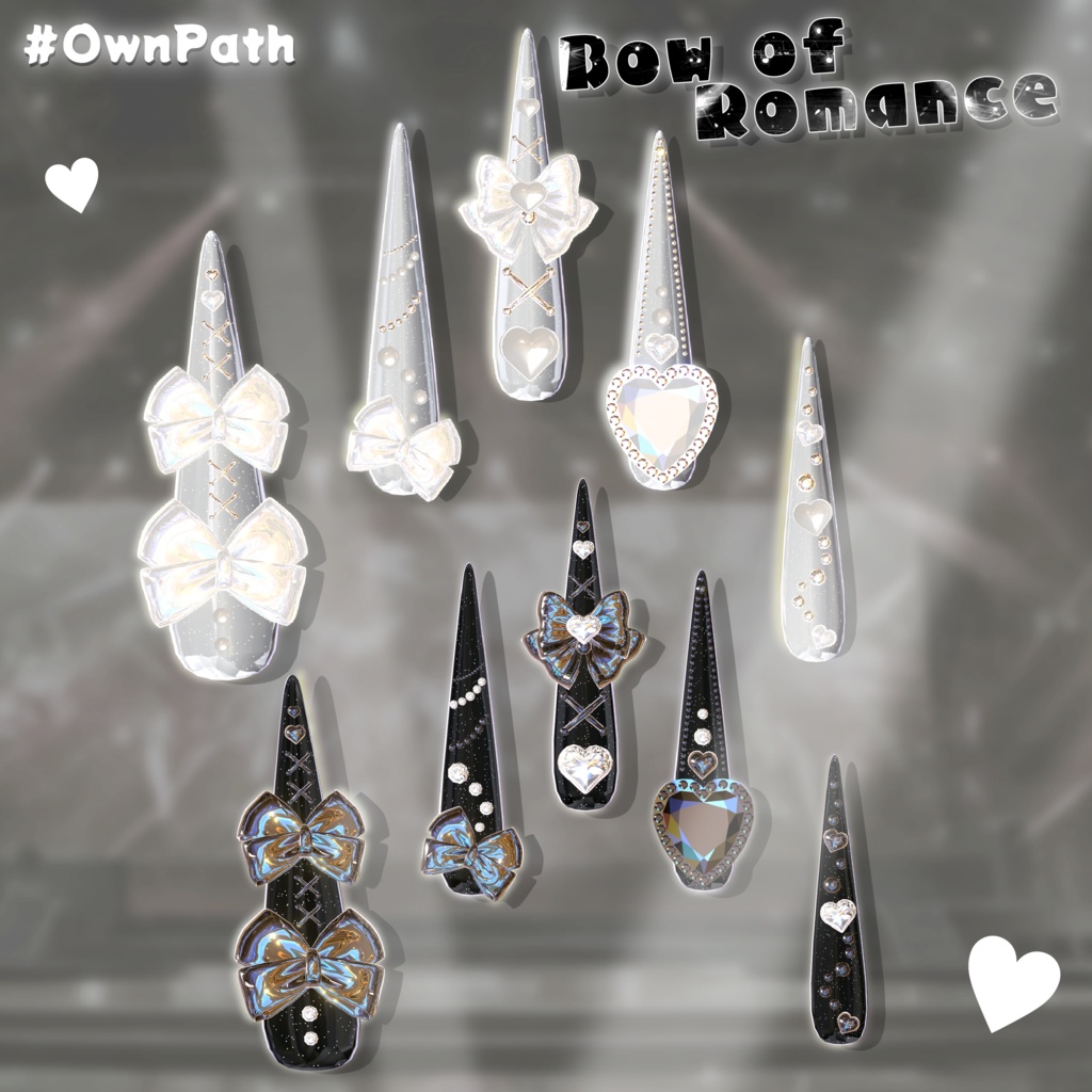 【5アバター対応】Bow of Romance long Nail【MA対応】