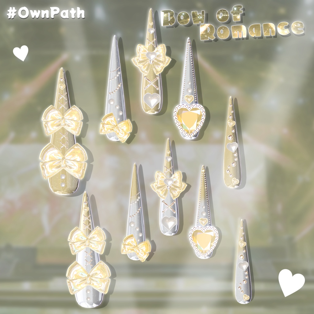【5アバター対応】Bow of Romance long Nail【MA対応】