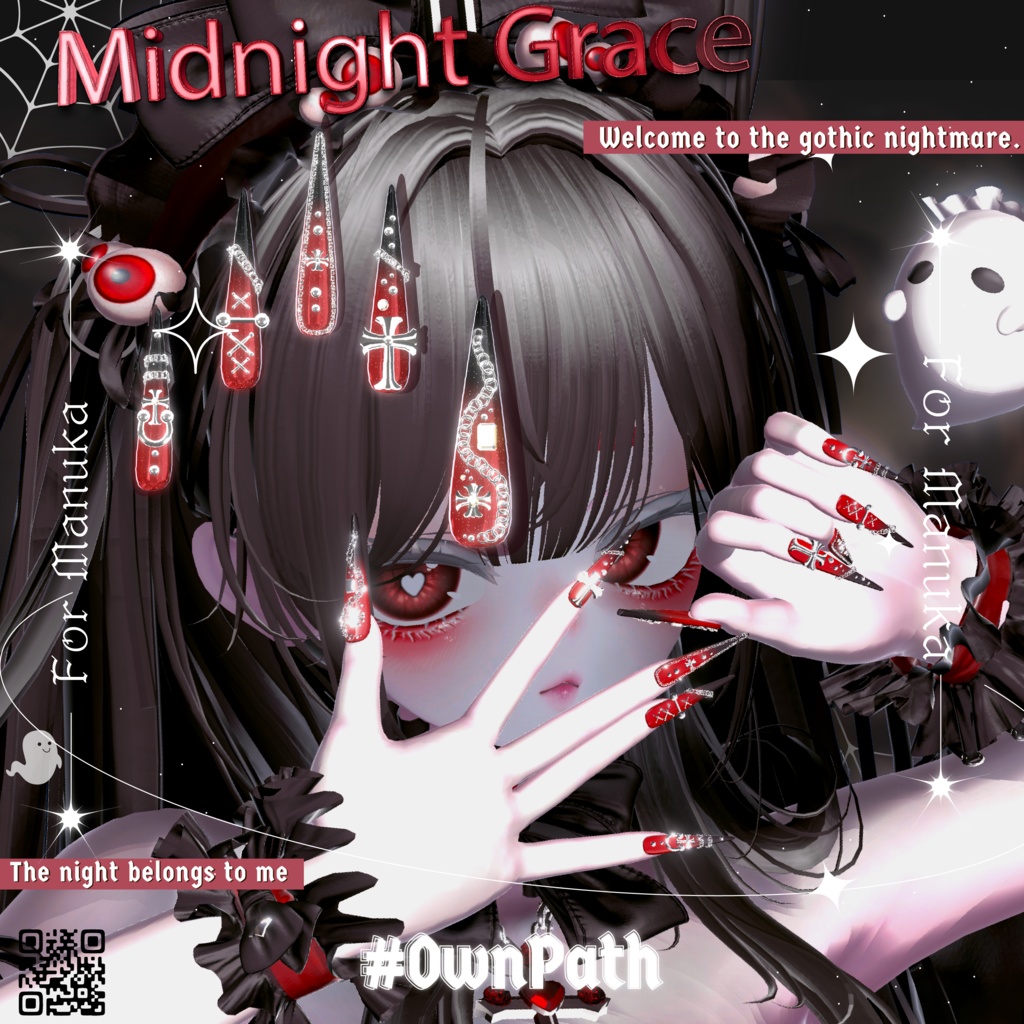 【9アバター対応】Midnight Grace long Nail【SALE】