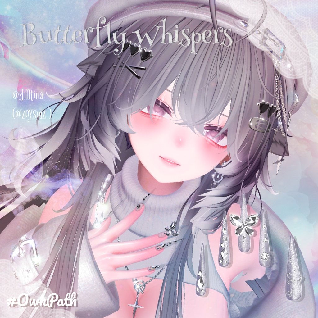 【17アバター対応】Butterfly Whispers long nail【MA対応】