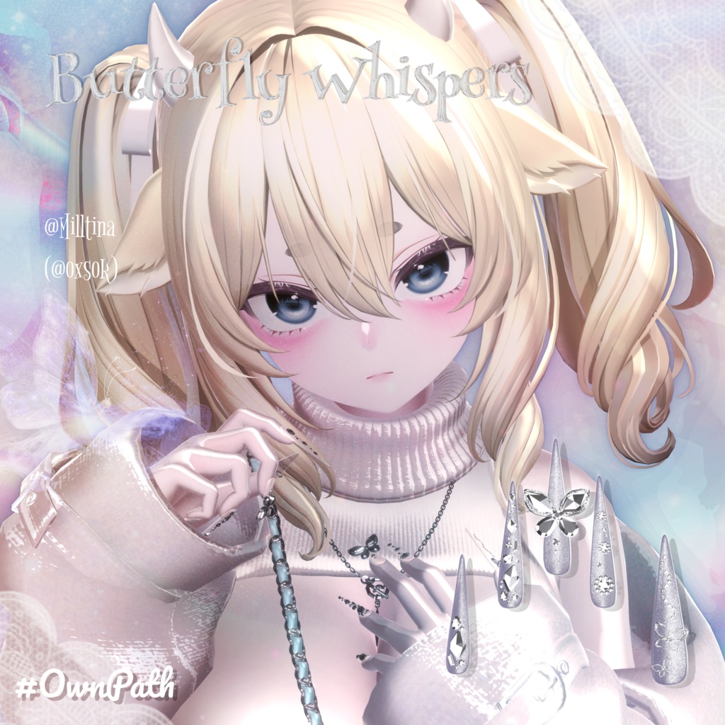 【17アバター対応】Butterfly Whispers long nail【MA対応】