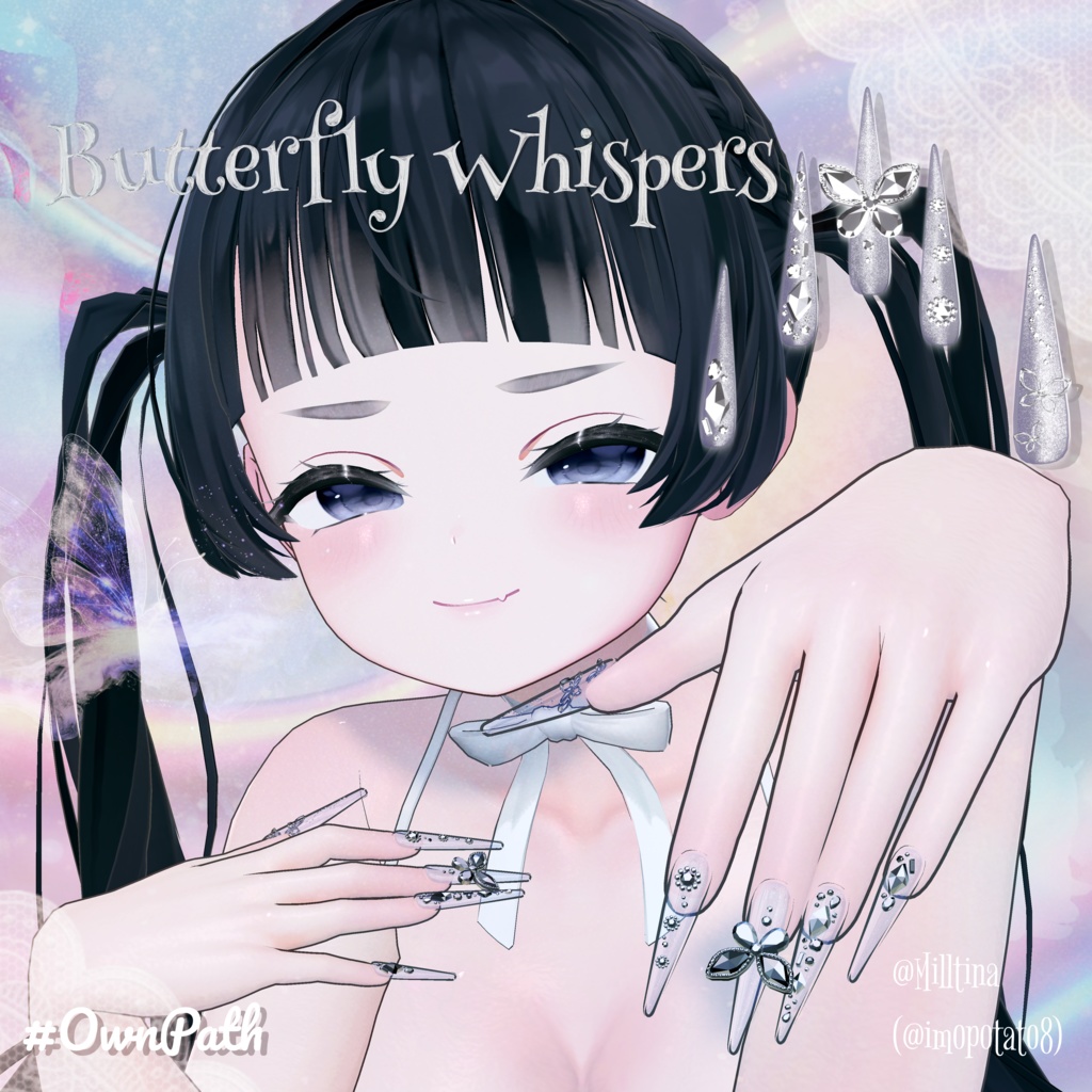 【17アバター対応】Butterfly Whispers long nail【MA対応】