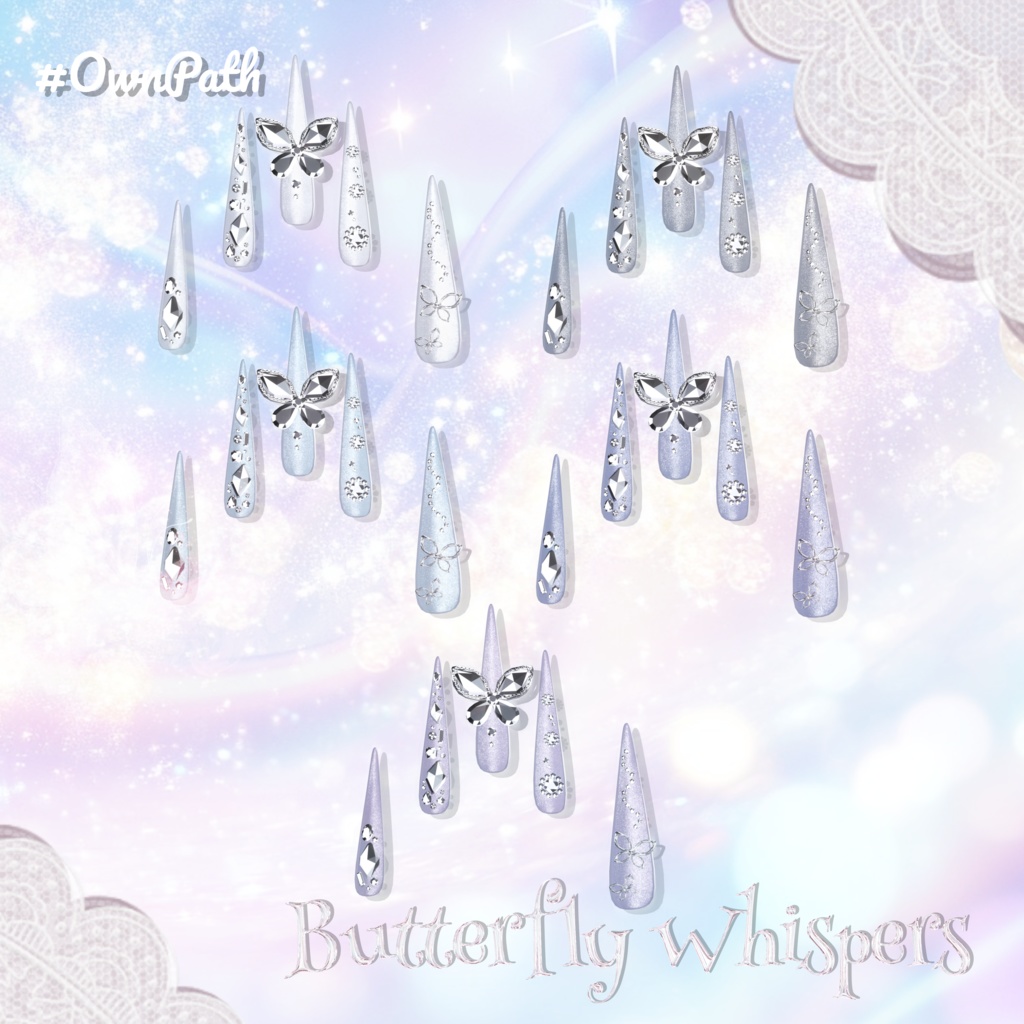 【17アバター対応】Butterfly Whispers long nail【MA対応】