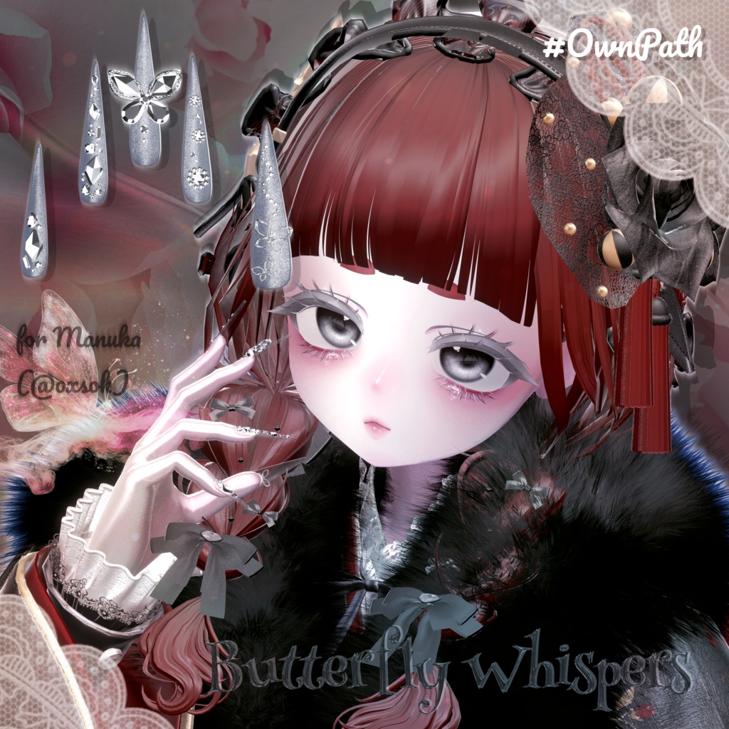 【17アバター対応】Butterfly Whispers long nail【MA対応】