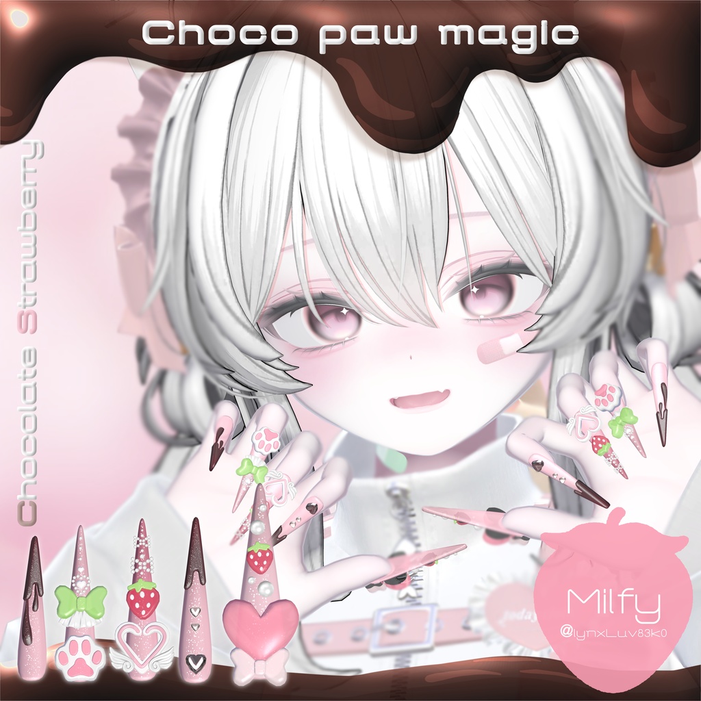 18アバター対応🍫Choco paw magic long nail🩷【MA対応】