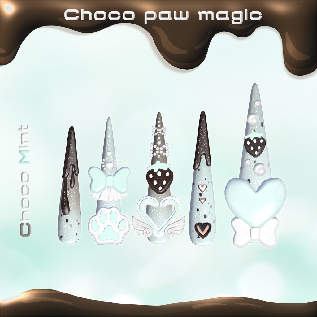 18アバター対応🍫Choco paw magic long nail🩷【MA対応】