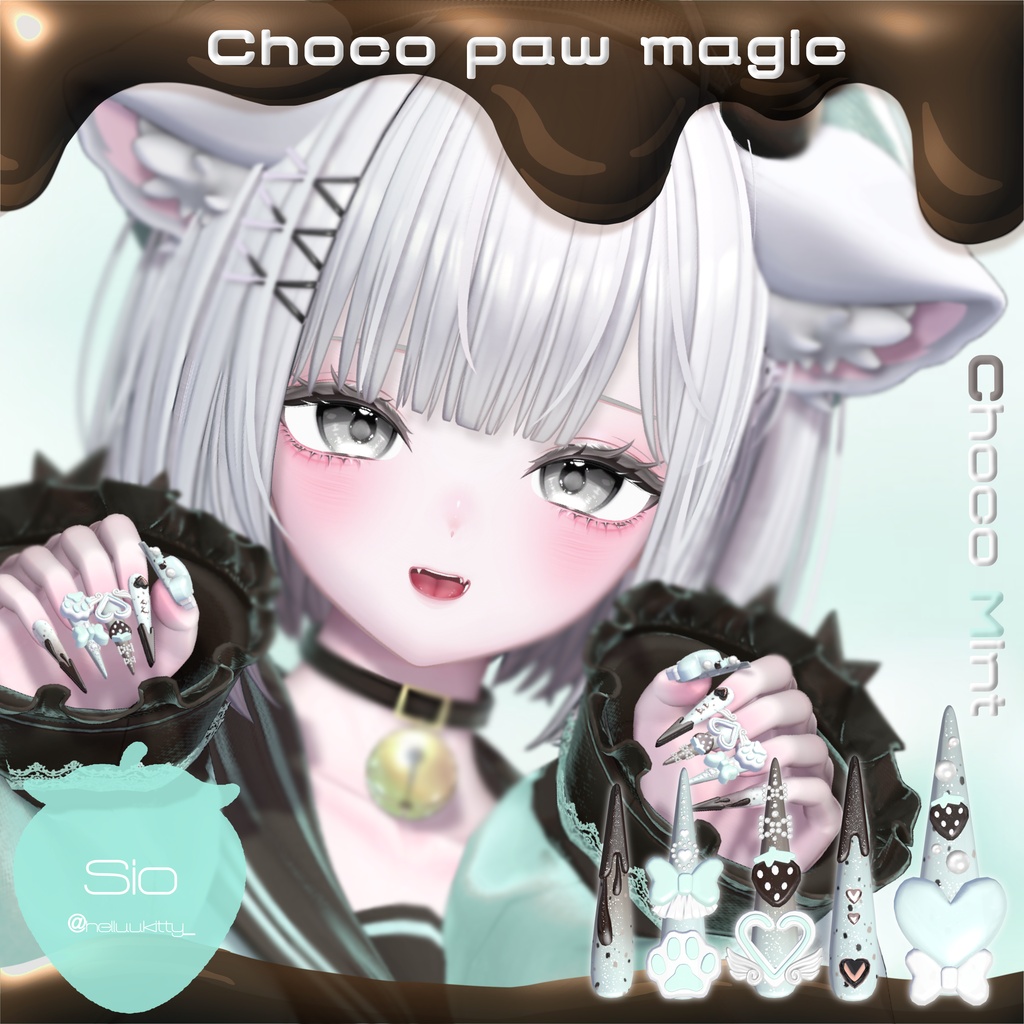 18アバター対応🍫Choco paw magic long nail🩷【MA対応】