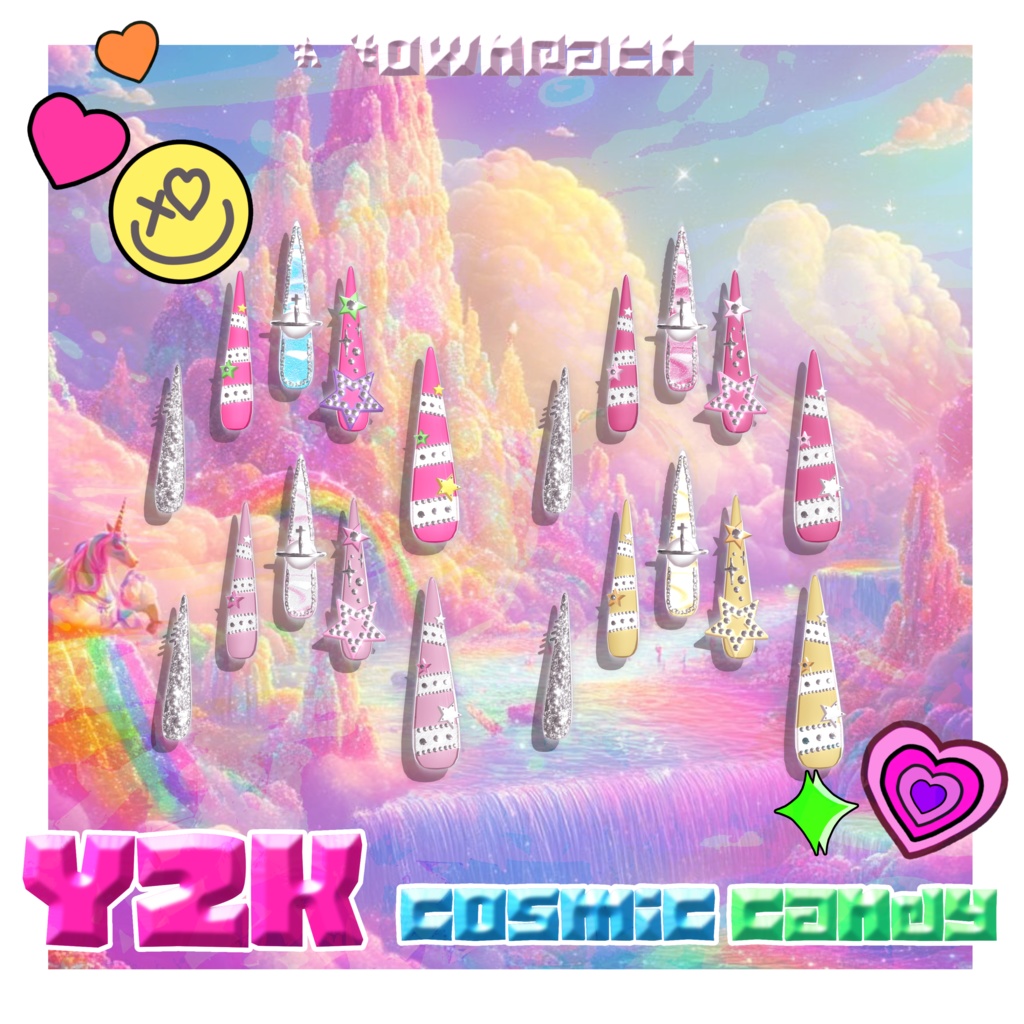 【13アバター対応】Y2K Cosmic Candy long nail【MA対応】