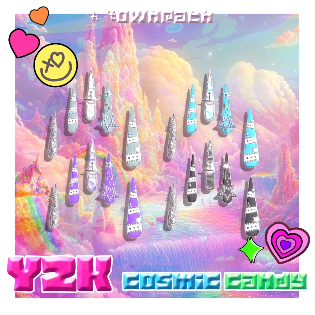 【13アバター対応】Y2K Cosmic Candy long nail【MA対応】