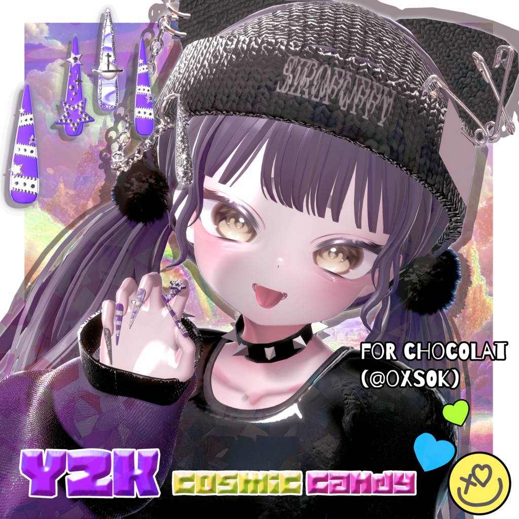 【13アバター対応】Y2K Cosmic Candy long nail【MA対応】