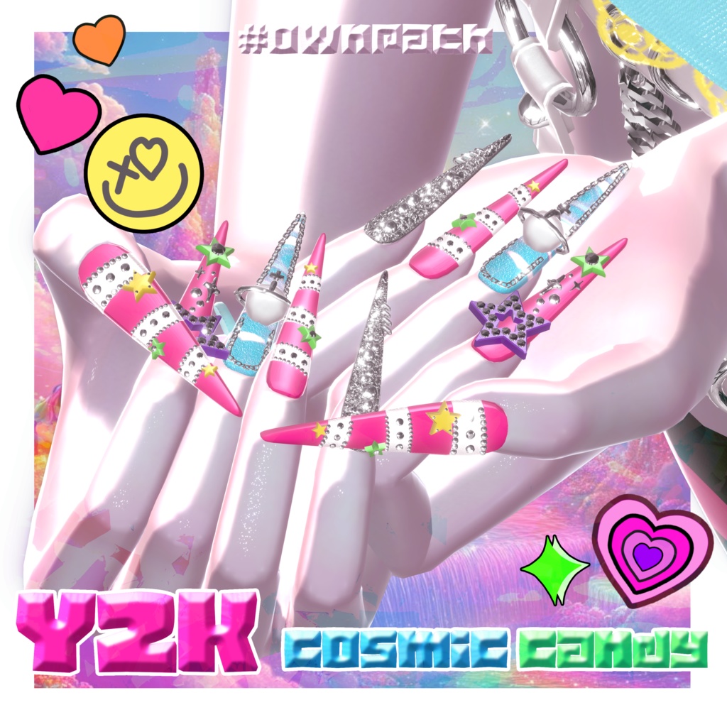 【13アバター対応】Y2K Cosmic Candy long nail【MA対応】