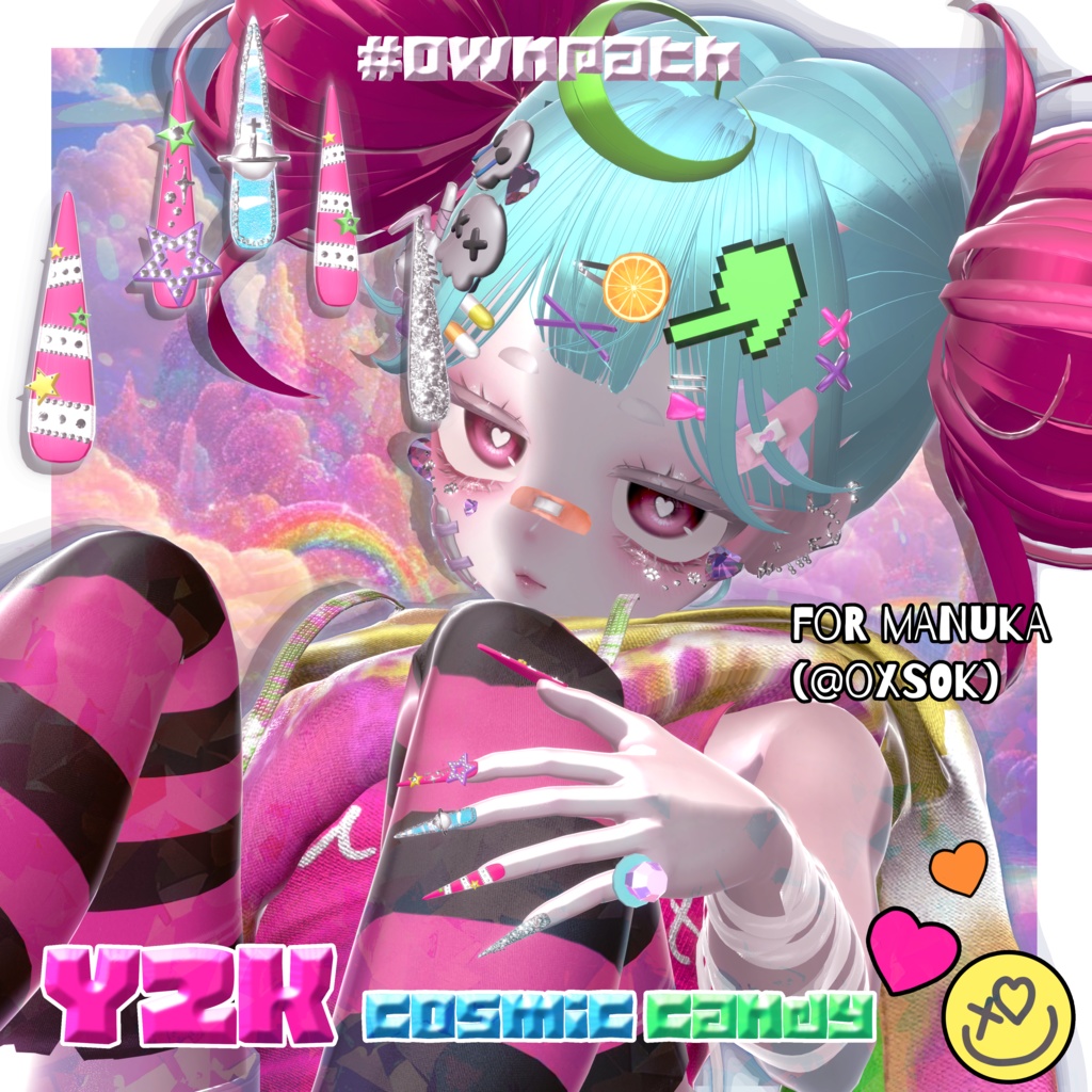 【13アバター対応】Y2K Cosmic Candy long nail【MA対応】