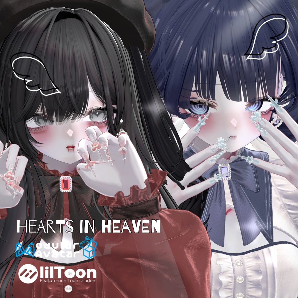 13アバター対応【MA対応】ʚ ɞ Hearts in Heaven Long Nail ʚ ɞ