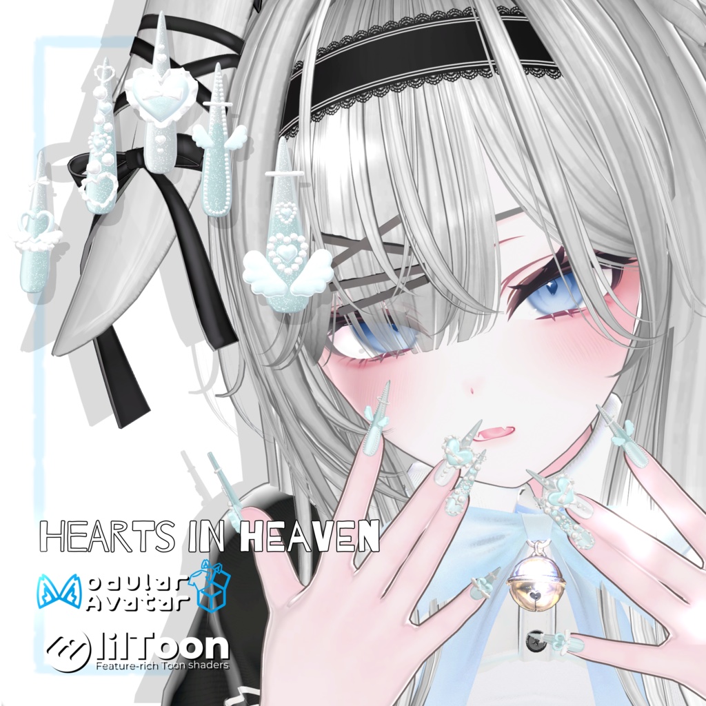 13アバター対応【MA対応】ʚ ɞ Hearts in Heaven Long Nail ʚ ɞ