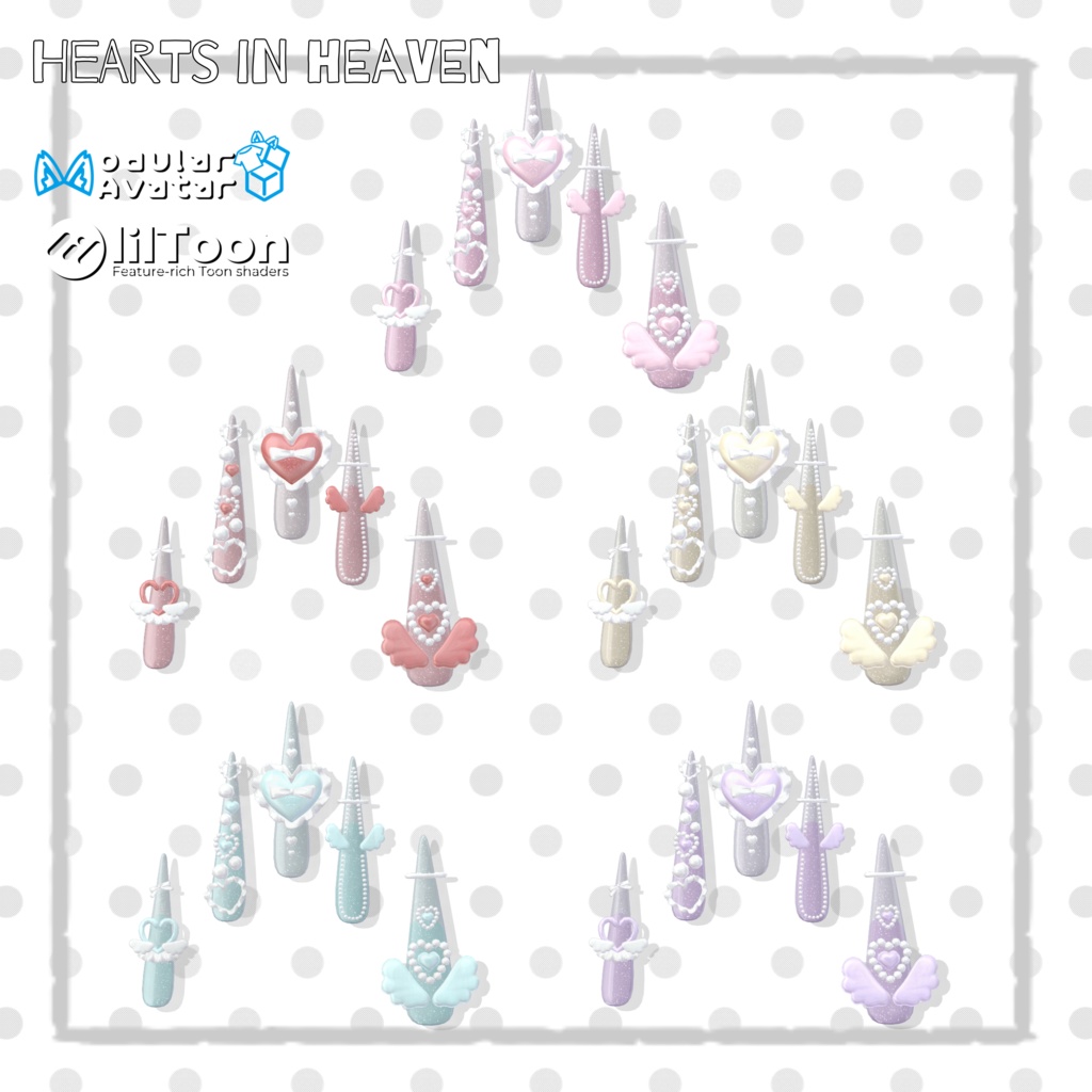 13アバター対応【MA対応】ʚ ɞ Hearts in Heaven Long Nail ʚ ɞ