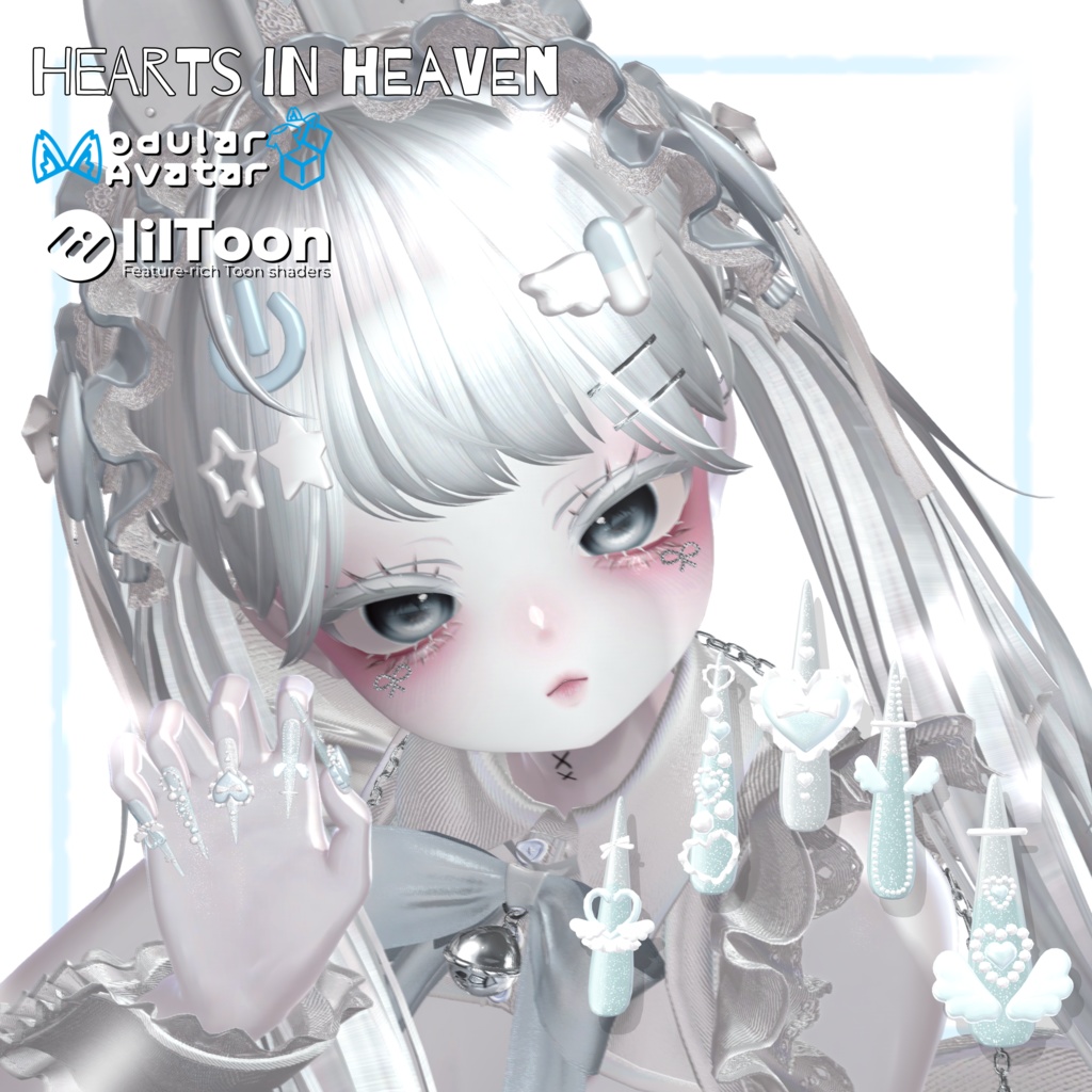【SALE】12アバター対応【MA対応】ʚ ɞ Hearts in Heaven Long Nail ʚ ɞ