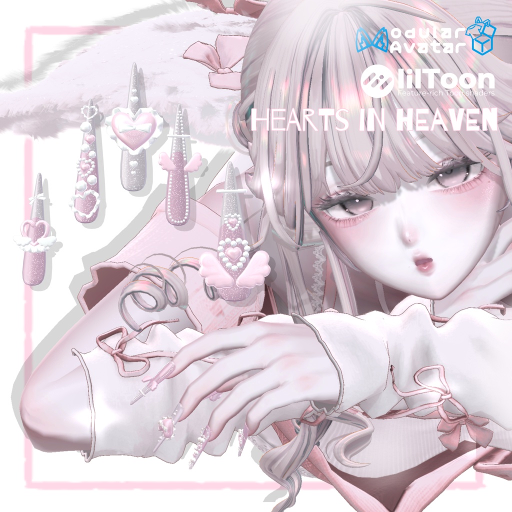 13アバター対応【MA対応】ʚ ɞ Hearts in Heaven Long Nail ʚ ɞ