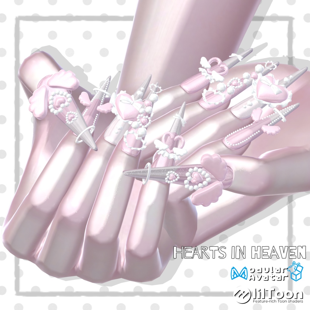 12アバター対応【MA対応】ʚ ɞ Hearts in Heaven Long Nail ʚ ɞ
