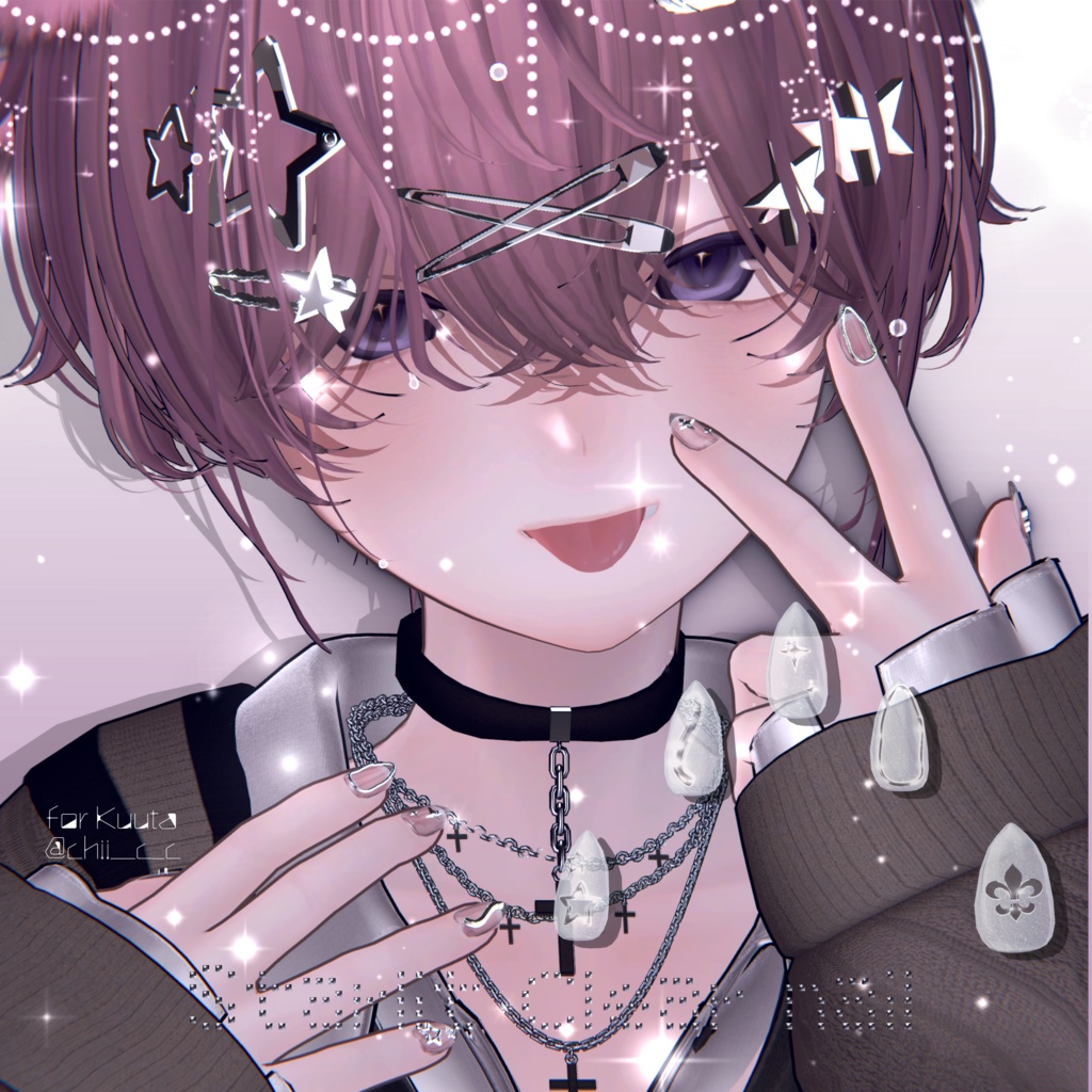 17アバター対応🌟Starlit Clear Short Nail【MA対応】